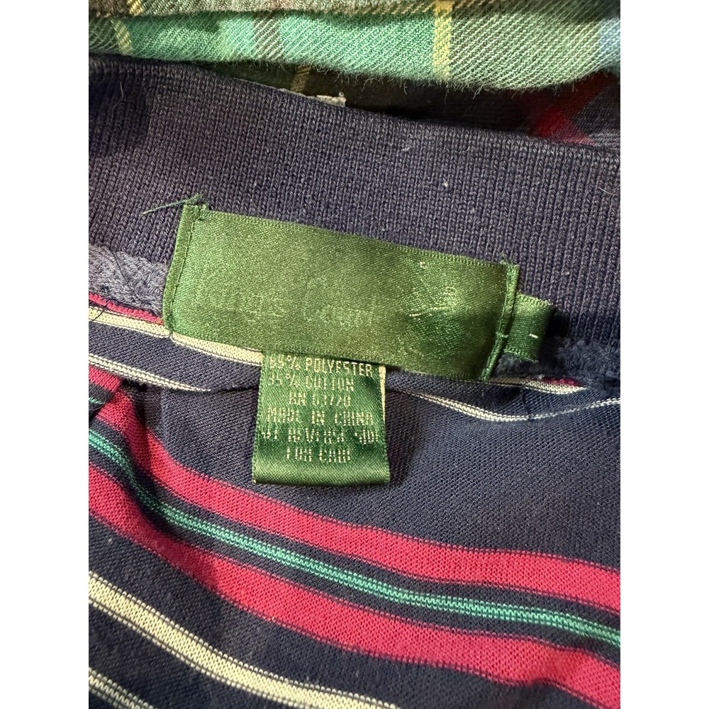 Kings court Red Green Striped Polo Shirt Men's L Collared Short Sleeve vintage - Picture 4 of 4